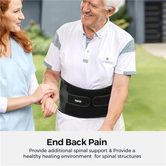 FREETOO Back Braces for Lower Back Pain Relief with 6 Stays, Breathable Back - Picture 3 of 7